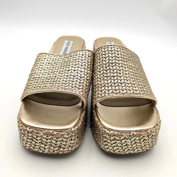 Steve Madden Reign Platform Slide Sandal Women's Reign Gold Size US7M EU37.5 - Picture 11 of 11